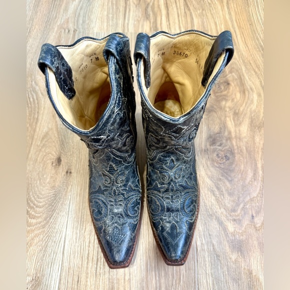 Corral Black Vintage Lizard Inlay Short Top Women's Cowboy Boots Size 7 LNC - Picture 3 of 8